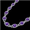 Image 1 : 66 ctw Amethyst & Micro VS/SI Diamond Eternity Necklace 14k White Gold