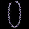 Image 2 : 66 ctw Amethyst & Micro VS/SI Diamond Eternity Necklace 14k White Gold