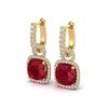 Image 1 : 6 ctw Ruby & Micro Pave VS/SI Diamond Certified Earrings 18k Yellow Gold