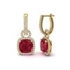 Image 2 : 6 ctw Ruby & Micro Pave VS/SI Diamond Certified Earrings 18k Yellow Gold