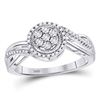 Image 1 : 10kt White Gold Round Diamond Flower Cluster Ring 1/6 Cttw
