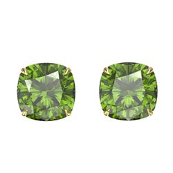 12 ctw Cushion Green Tourmaline Designer Stud Earrings 18k Yellow Gold