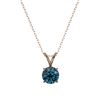 Image 3 : 0.75 ctw Certified Intense Blue Diamond Necklace 10k Rose Gold