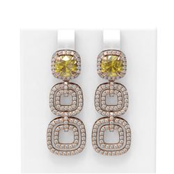 5.73 ctw Canary Citrine & Diamond Earrings 18K Rose Gold