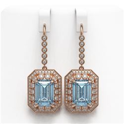 24.81 ctw Sky Topaz & Diamond Victorian Earrings 14K Rose Gold
