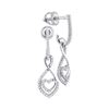 Image 1 : 10kt White Gold Round Diamond Heart Dangle Screwback Earrings 1/4 Cttw