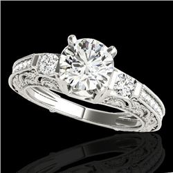 1.38 ctw Certified Diamond Solitaire Antique Ring 10k White Gold