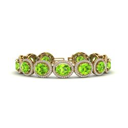 27 ctw Peridot & Micro Pave VS/SI Diamond Bracelet 10k Yellow Gold