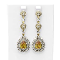 10.27 ctw Canary Citrine & Diamond Earrings 18K Yellow Gold