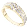 Image 1 : 10kt Yellow Gold Mens Round Diamond Single Row Two-tone Wedding Band Ring 1/20 Cttw