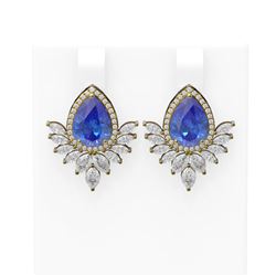 10.14 ctw Tanzanite & Diamond Earrings 18K Yellow Gold