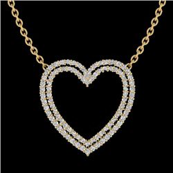 2 ctw VS/SI Diamond Heart Halo Designer Necklace 14k Yellow Gold