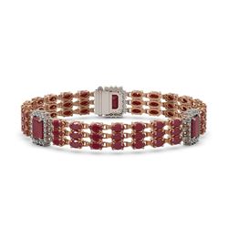 29.64 ctw Ruby & Diamond Bracelet 14K Rose Gold