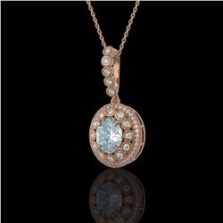 3.82 ctw Aquamarine & Diamond Victorian Necklace 14K Rose Gold