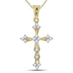 10kt Yellow Gold Round Diamond Flared Cross Pendant 1/5 Cttw