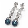 Image 1 : 3 ctw Diamond & Pearl Earrings 18K White Gold