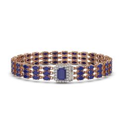 28.74 ctw Sapphire & Diamond Bracelet 14K Rose Gold
