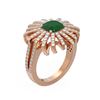 Image 1 : 3.35 ctw Emerald & Diamond Ring 18K Rose Gold