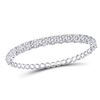 Image 1 : 14kt White Gold Round Diamond Flower Cluster Bangle Bracelet 3.00 Cttw