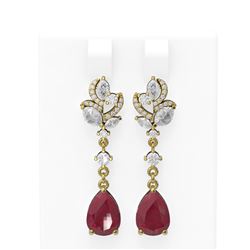 9.22 ctw Ruby & Diamond Earrings 18K Yellow Gold