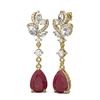 Image 2 : 9.22 ctw Ruby & Diamond Earrings 18K Yellow Gold