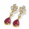 Image 3 : 9.22 ctw Ruby & Diamond Earrings 18K Yellow Gold