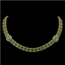 38.37 ctw Tourmaline & Diamond Necklace 14K Yellow Gold