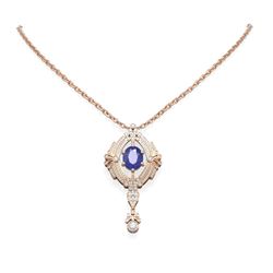 5.6 ctw Sapphire & Diamond Necklace 18K Rose Gold