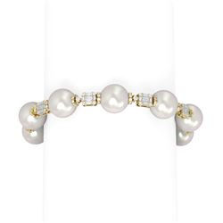 5.3 ctw Diamond & Pearl Bracelet 18K Yellow Gold