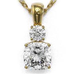 0.9 ctw Cushion Cut Diamond Designer Necklace 18K Yellow Gold