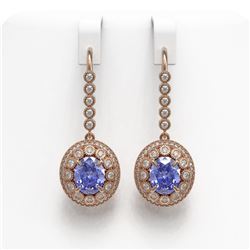 9.47 ctw Tanzanite & Diamond Victorian Earrings 14K Rose Gold