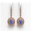 Image 1 : 9.47 ctw Tanzanite & Diamond Victorian Earrings 14K Rose Gold