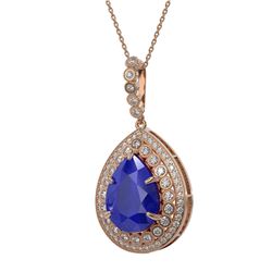 15.87 ctw Sapphire & Diamond Victorian Necklace 14K Rose Gold