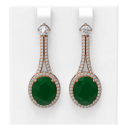 15.53 ctw Emerald & Diamond Earrings 18K Rose Gold