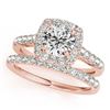 Image 1 : 1.70 ctw Certified VS/SI Diamond 2pc Wedding Set Halo 14k Rose Gold