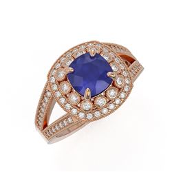 2.69 ctw Certified Sapphire & Diamond Victorian Ring 14K Rose Gold