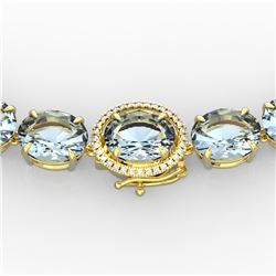 177 ctw Sky Blue Topaz & Diamond Micro Pave Necklace 14k Yellow Gold