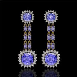 20.06 ctw Tanzanite & Diamond Earrings 14K Yellow Gold