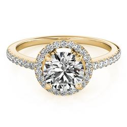 0.9 ctw Certified VS/SI Diamond Halo Ring 14k Yellow Gold