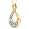 Image 1 : 10kt Yellow Gold Round Diamond Teardrop Cluster Pendant 1/8 Cttw