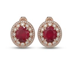 16.81 ctw Certified Ruby & Diamond Victorian Earrings 14K Rose Gold