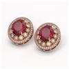 Image 2 : 16.81 ctw Certified Ruby & Diamond Victorian Earrings 14K Rose Gold