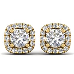 1.08 ctw Certified VS/SI Diamond Stud Halo Earrings 14k Yellow Gold