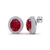 Image 2 : 9.20 ctw Ruby & Micro Pave VS/SI Diamond Earrings 18k White Gold