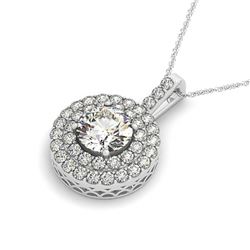 2.5 ctw Certified VS/SI Diamond Halo Necklace 14k White Gold