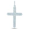 10kt White Gold Mens Round Diamond Roman Cross Charm Pendant 1/4 Cttw
