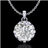 1.5 ctw VS/SI Diamond Solitaire Art Deco Stud Necklace 18k White Gold