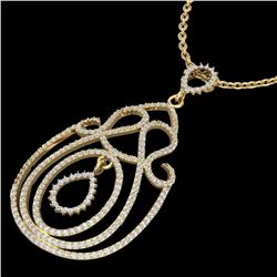2 ctw Micro Pave Designer VS/SI Diamond Necklace 14k Yellow Gold