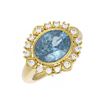 Image 3 : 4.04 ctw Blue Topaz & Diamond Ring 18K Yellow Gold