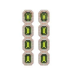 12.41 ctw Tourmaline & Diamond Micro Pave Halo Earrings 10k Rose Gold